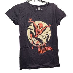 Happy Halloween Marvel Spider-Man Graphic T-Shirt for Girls, Black, Large(10/12)